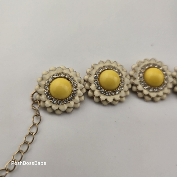 Floral Yellow & White Adjustable Statement Bracelet Enamel - Picture 2 of 9